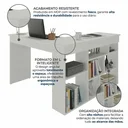 Ver imagem 3 de Escrivaninha Mesa Escritório 115,5x120cm em L 8 Nichos Montecello Branco Yescasa