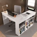 Ver imagem 5 de Escrivaninha Mesa Escritório 115,5x120cm em L 8 Nichos Montecello Branco Yescasa