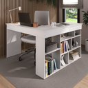 Ver imagem 5 de Escrivaninha Mesa Escritório em L Montecello 8 Nichos 115,5cm Yescasa Branco E Branco