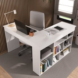 Mesa de Escritório 115,5x120cm em L 8 Nichos Montecello Yescasa - 6