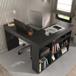 Mesa de Escritório 115,5x120cm em L 8 Nichos Montecello Yescasa - 6