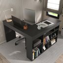 Ver imagem 6 de Escrivaninha Mesa Escritório em L Montecello 8 Nichos 115,5cm Yescasa Grafite E Grafite