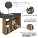 Ver imagem 3 de Escrivaninha Mesa Escritório em L 8 Nichos 115.5cm Montecello Nogal Grafite Yescasa Marrom