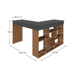 Mesa de Escritório 115,5x120cm em L 8 Nichos Montecello Yescasa - 3