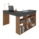 Ver imagem 4 de Escrivaninha Mesa Escritório em L 8 Nichos 115.5cm Montecello Nogal Grafite Yescasa Marrom
