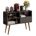 Ver imagem 3 de Aparador Buffet Retrô 95cm com Gaveta e Pés Palito Preto - Multiuso Sala e Quarto
