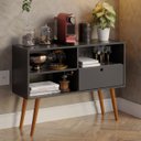 Ver imagem 1 de Aparador Buffet Retrô 95cm com Gaveta e Pés Palito Preto - Multiuso Sala e Quarto