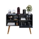 Ver imagem 4 de Aparador Buffet Retrô 95cm com Gaveta e Pés Palito Preto - Multiuso Sala e Quarto