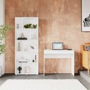 Ver imagem 1 de Escrivaninha Mesa Escritório com Estante Montessoriana 10 Nichos Branco