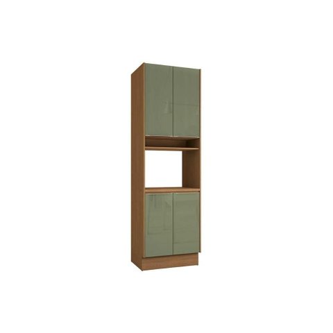 Paneleiro de Cozinha Vibra T629 C/ 4 Portas e 1 Nicho P/ Forno 70cm Canela/verde Pistache Lacca -