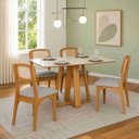 Ver imagem 1 de Conjunto Mesa de Jantar com 4 Cadeiras Retrô Estofada e Encosto Palinha Dalla Costa