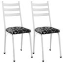 Ver imagem 1 de Kit 2 Cadeiras Tubular Europa 118 Branco Assento Preto Flor Artef