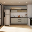 Ver imagem 1 de Cozinha Planejada 7 Peças 5 Aéreos 2 Balcões Nara CabeCasa MadeiraOriginals Cinza