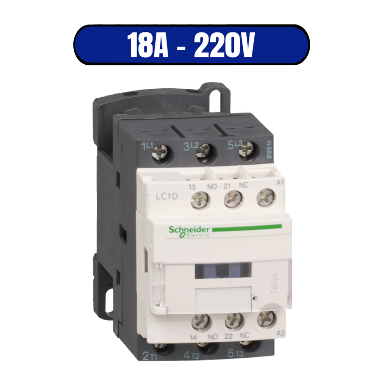 Contator Tripolar 1NA+1NF 18A 220VCA - SCHNEIDER (LC1D18M7)