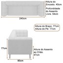 Ver imagem 3 de Sofá Coin 3 Lugares 240cm Preto e Veludo Cinza Courino Sallar Home