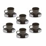 Conjunto de 6 Xícaras e 6 Pires de Acrílico Preto 80ml - 1