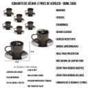Ver imagem 2 de Conjunto de 6 Xícaras e 6 Pires de Acrílico Preto 80ml