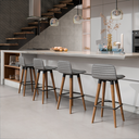 Ver imagem 2 de 4 Meia Banquetas Línea Modernas P/ Cozinha em Linho Cinza