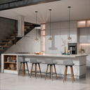 Ver imagem 1 de 4 Meia Banquetas Línea Modernas P/ Cozinha em Linho Cinza