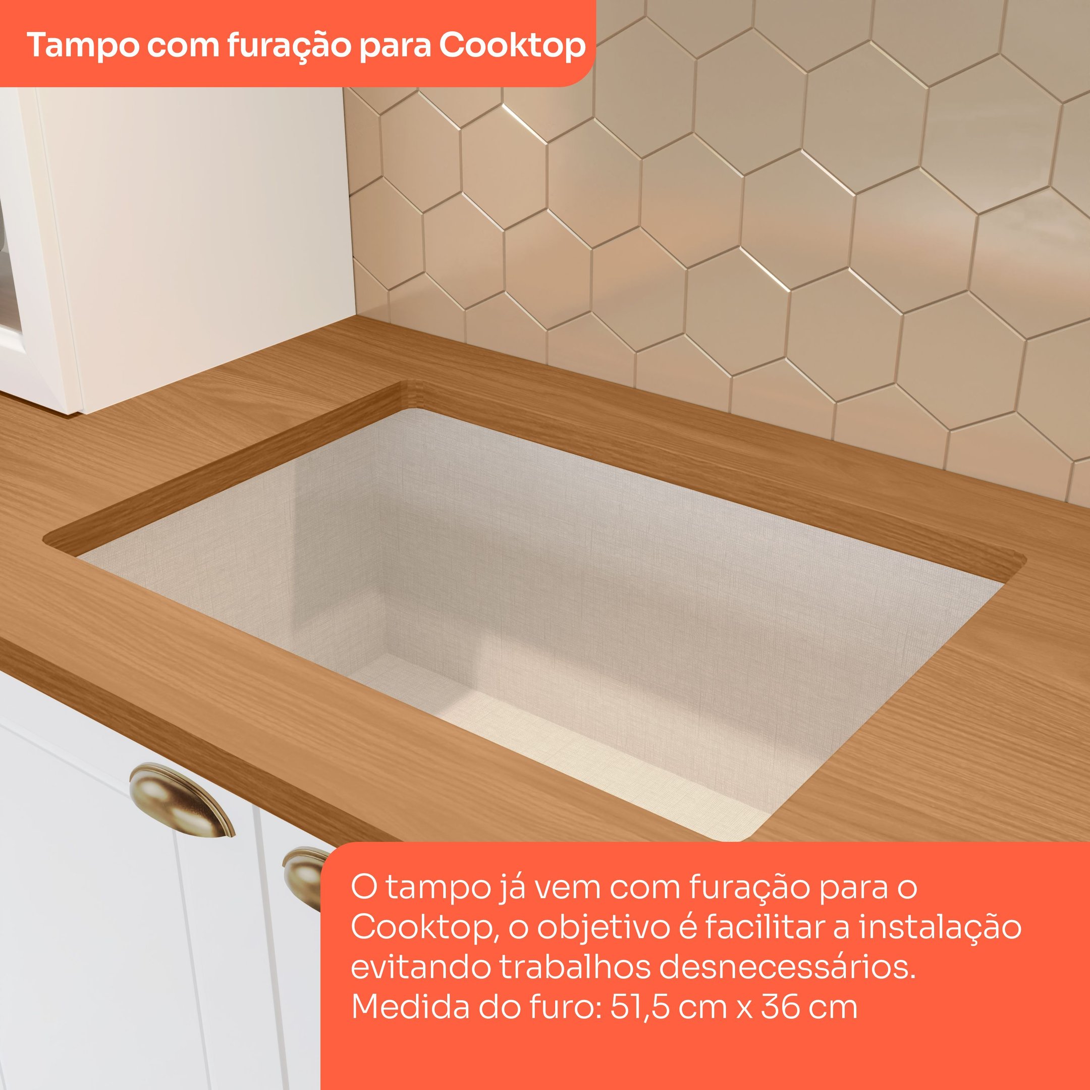 Tampo com Recorte para Cooktop Emilly 80cm Espresso Móveis - 4