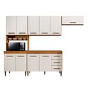 Ver imagem 1 de Cozinha Completa 10 Portas 3 Gavetas Atenas Kaiki Moveis Nature/Off White
