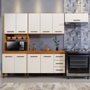 Ver mais imagens de Cozinha Completa 10 Portas 3 Gavetas Atenas Kaiki Moveis Nature/Off White