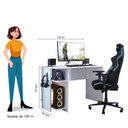 Ver imagem 6 de Escrivaninha Mesa Escritório/Gamer e Estante para Livros 5 Prateleiras Branco