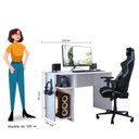 Ver imagem 3 de Escrivaninha Mesa Escritório/Gamer e Estante para Livros 5 Prateleiras