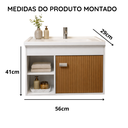 Ver imagem 3 de Gabinete Armário Suspenso Banheiro com Cuba Nicho e Porta Cannes:branco/ripado