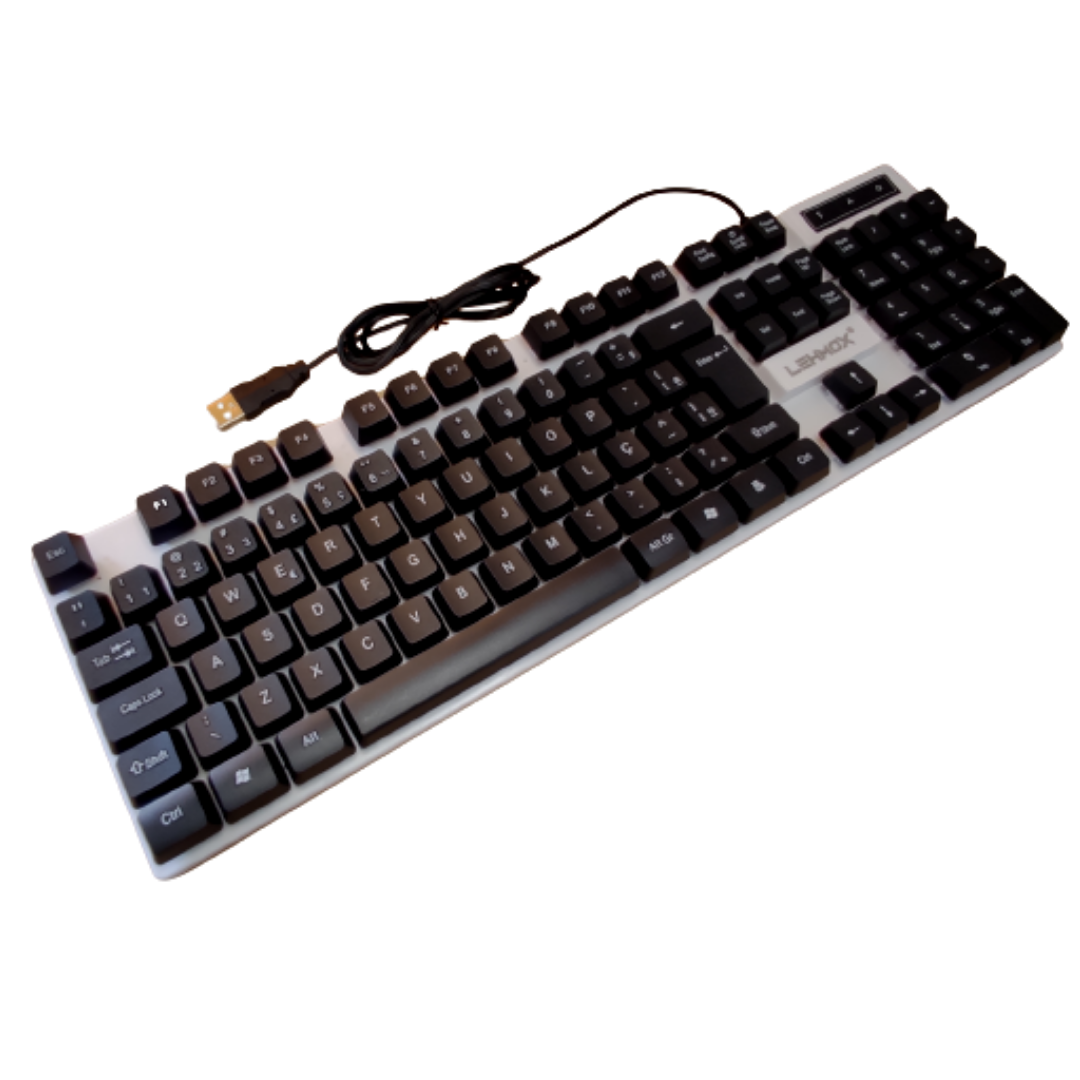 TECLADO GAMER LED RGB GLOW HYPER GT LEY-84 LEHMOX BRANCO PRETO - 1