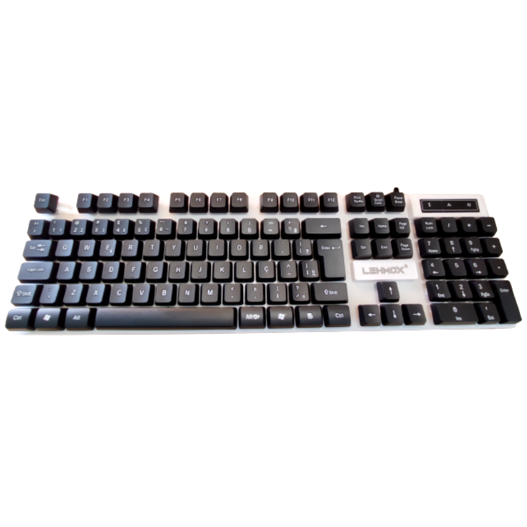 TECLADO GAMER LED RGB GLOW HYPER GT LEY-84 LEHMOX BRANCO PRETO - 2