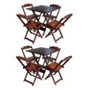 Ver imagem 1 de Kit 2 Jogos de Mesa com 4 Cadeiras de Madeira Dobrável 60x60 Ideal para Bar e Restaurante - Imbuia