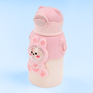 Garrafinha C/ Canudo Squeeze Infantil:rosa
