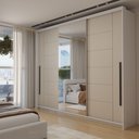 Ver imagem 3 de Guarda-Roupa Casal Genebra 3 Portas 4 Gavetas com Espelho Branco/Creme - Panorama Móveis