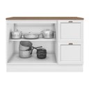 Ver imagem 2 de Balcão de Cozinha Unna 2 Portas e 2 Gavetas 120cm Branco com Tampo Mdp - Poliman Móveis