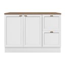 Ver imagem 1 de Balcão de Cozinha Unna 2 Portas e 2 Gavetas 120cm Branco com Tampo Mdp - Poliman Móveis