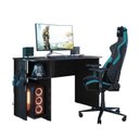 Ver imagem 6 de Escrivaninha Mesa Escritório/Gamer e Estante para Livros 5 Prateleiras Preto