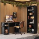 Ver imagem 1 de Escrivaninha Mesa Escritório/Gamer e Estante para Livros 5 Prateleiras