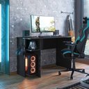 Ver imagem 4 de Escrivaninha Mesa Escritório/Gamer e Estante para Livros 5 Prateleiras Preto