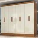 Ver imagem 1 de Guarda Roupa Casal 100% MDF 8 Portas 4 Gavetas Jatobá Yescasa Cinamomo/Off White