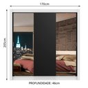 Ver imagem 3 de Guarda-Roupa Casal Madesa Lyon 3 Portas de Correr com Espelhos 2 Gavetas Branco/Preto Cor:Branco/Pre