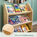 Ver imagem 3 de Revisteiro Infantil em Madeira Pinus – Organizador de Livros Estilo Montessori com Cantos Arredondad