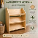 Ver imagem 2 de Revisteiro Infantil em Madeira Pinus – Organizador de Livros Estilo Montessori com Cantos Arredondad
