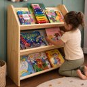 Ver imagem 1 de Revisteiro Infantil em Madeira Pinus – Organizador de Livros Estilo Montessori com Cantos Arredondad
