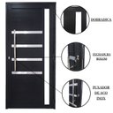 Ver imagem 4 de Porta Lambril de Alumínio 210 x 80cm com Puxador Friso e Visor Linha 30 Abertura Esquerda Preto Esqu