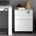 Ver imagem 5 de Conjunto 6 Peças com Mesa em L, 2 Gaveteiros, 2 Armários Multiuso Baixo e Balcão Branco