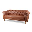 Ver imagem 3 de Conjunto de Sofás Chesterfield 5 Lugares Couro Sintético Marrom Duque 200cm Yescasa