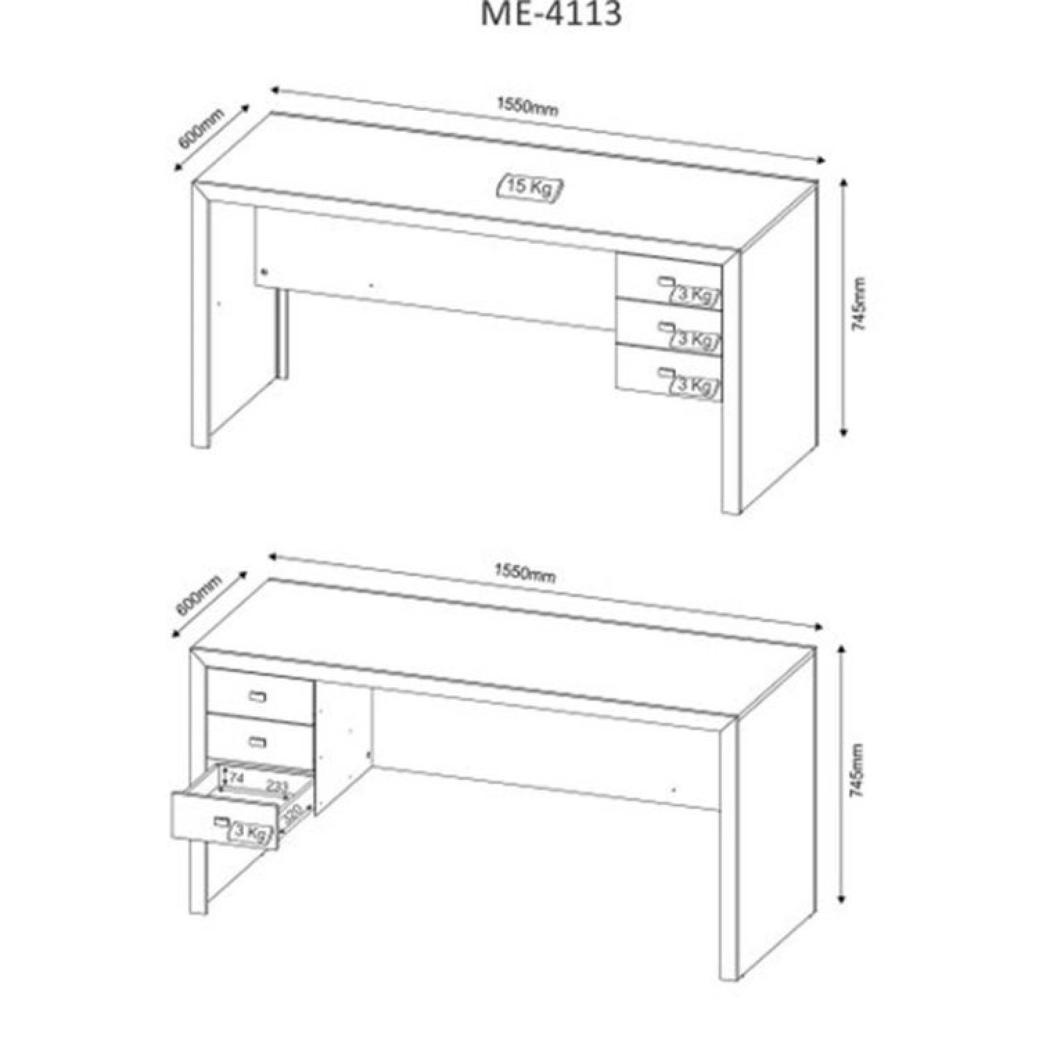 Conjunto Home Office 8 Peças com 2 Mesas, 3 Gaveteiros, 2 Estantes e 1 Balcão - 14