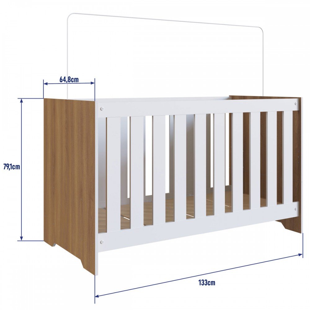 Berço 3 em 1 com Colchão Linha Aconchego 133cm Nogal Manchester La013 Completa Móveis - 3