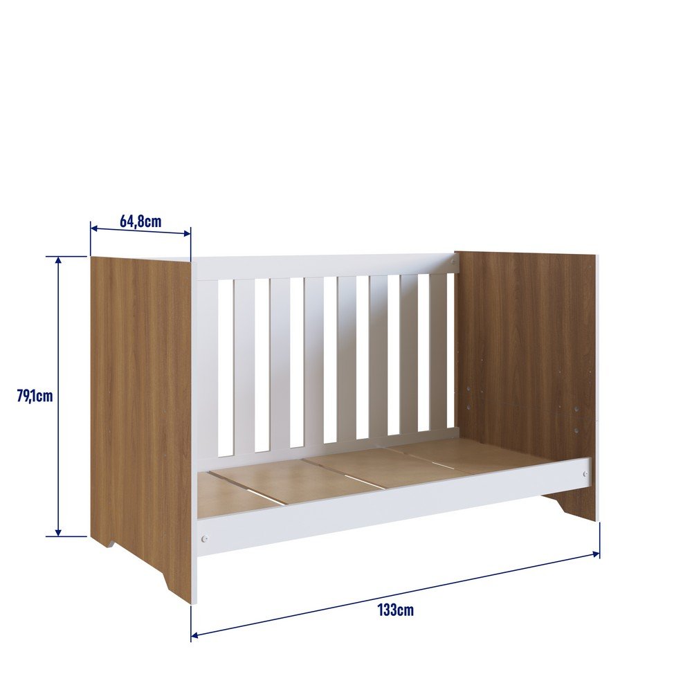 Berço 3 em 1 com Colchão Linha Aconchego 133cm Nogal Manchester La013 Completa Móveis - 7